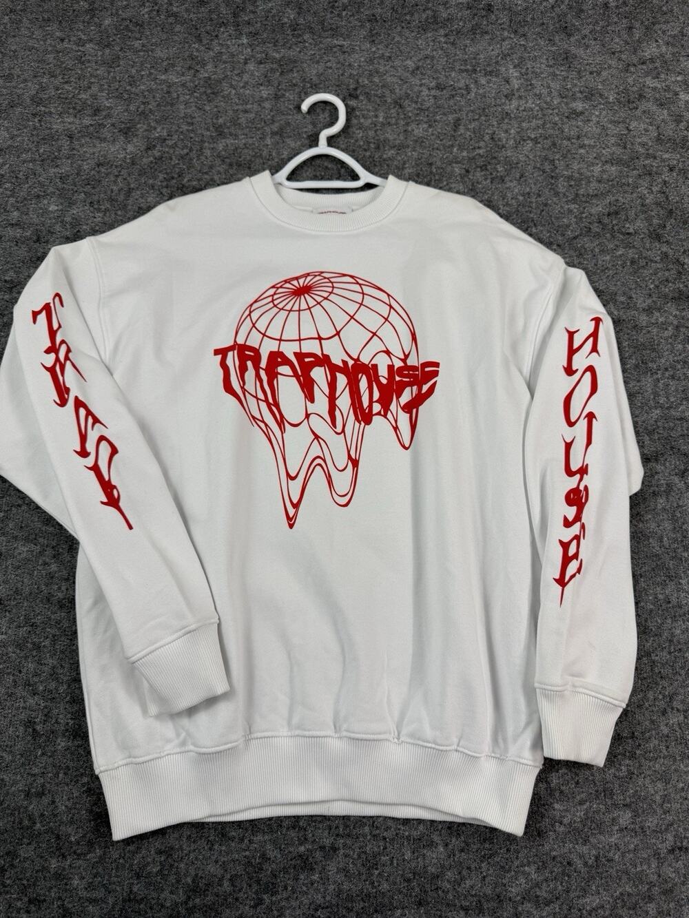 Trap House Shirt Men 2XL White Y2k Streetwear Sweater Cyber Drip XXL N75